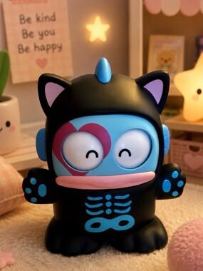 Hangyodon Black Cat Black Halloween Series Blue Skeleton Cat Vinyl Figure